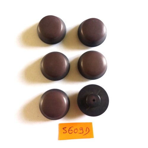 6 boutons en résine marron - vintage - 22mm - 5609d