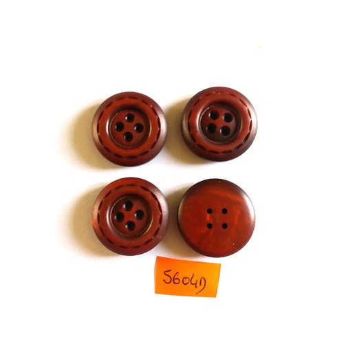 4 boutons en résine rouge foncé - vintage -28mm - 5604d