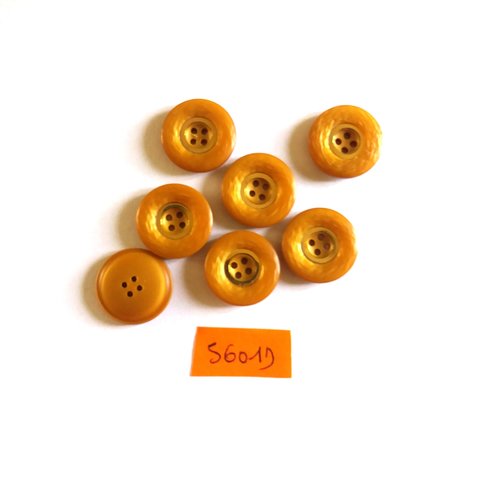 7 boutons en résine ocre et doré - vintage -18mm - 5601d