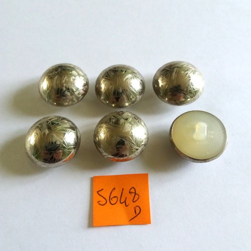6 boutons en aluminium ciselé et nylon - vintage - 5648d