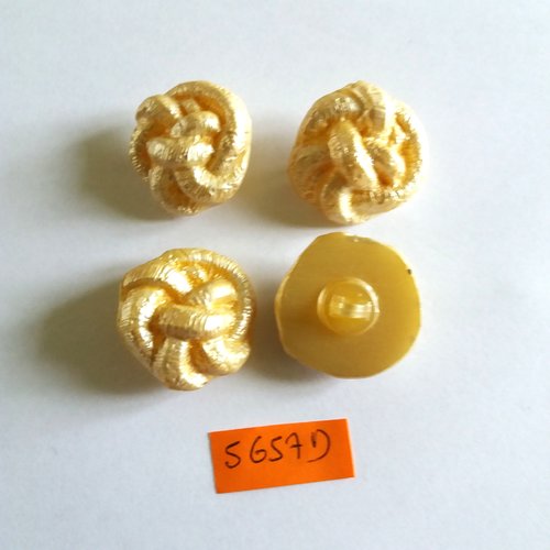 4 boutons en résine beige - vintage - 28mm - 5657d