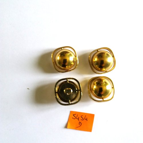 4 boutons en résine doré - 21mm - vintage - 5454d