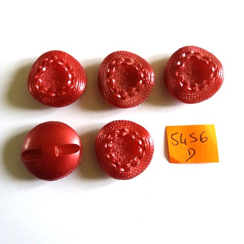 5 boutons en résine vieux rose - 24mm - vintage - 5456d