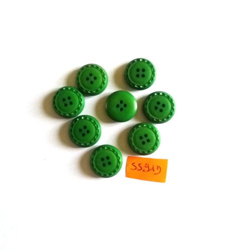 6 boutons en résine vert - 18mm - vintage - 5591d