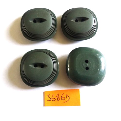 4 boutons en résine vert - 27mm - vintage - 5686d