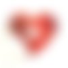  pendentif coeur en verre , rouge , 51x58mm - s