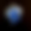  pendentif goutte coeur en verre , transparent et bleu foncé , 37x30mm - s