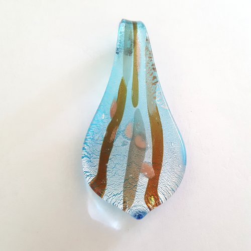  pendentif " langue " en verre , bleu , 62x28mm - s