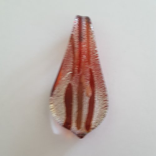 pendentif " langue " en verre , rouge , 62x28mm - s
