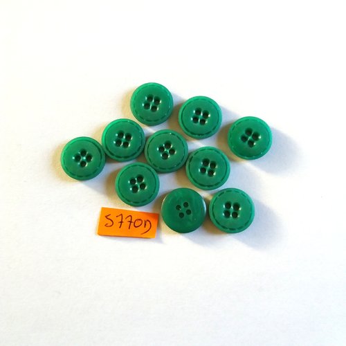 10 boutons en résine vert - 15mm - vintage - 5770d