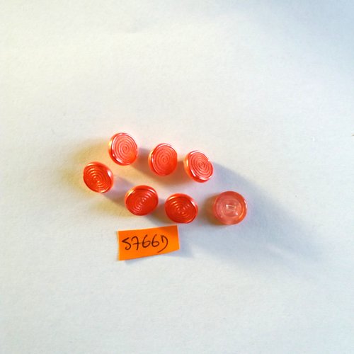 7 boutons en verre rouge clair - 11mm - vintage - 5766d