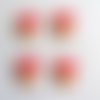 4 boutons champignons en bois - rouge orange et blanc - 24x22mm