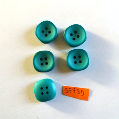 5 boutons en résine bleu - 20x20mm - vintage - 5775d