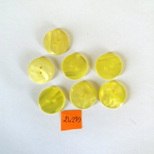 7 boutons en résine jaune - vintage - 22mm - 2428d