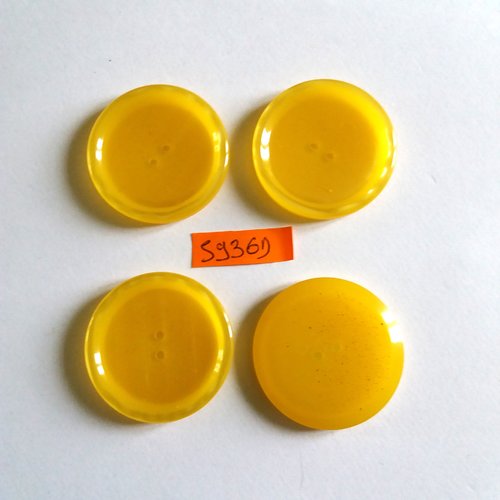 4 boutons en résine jaune/orange - vintage - 36mm - 5936d