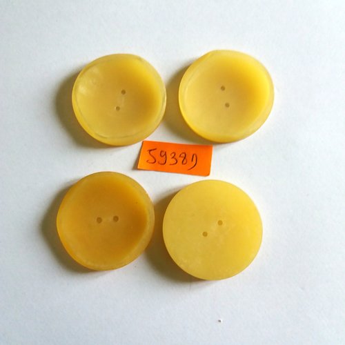 4 boutons en résine jaune/orange - vintage - 36mm - 5938d