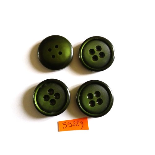 4 boutons en résine vert - vintage - 31mm - 5922d