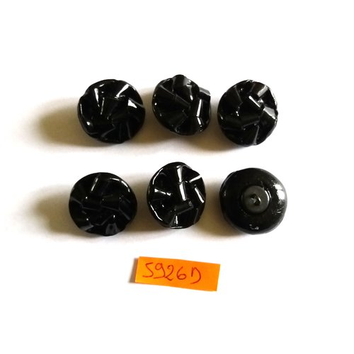 6 boutons en celluloid noir - vintage - 23mm - 5926d