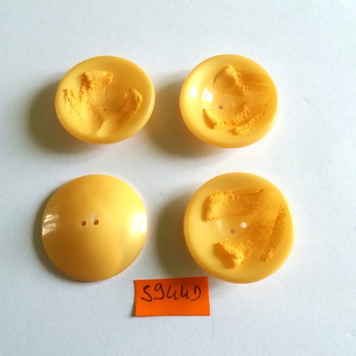 4 boutons en résine orange - vintage - 33mm - 5944d