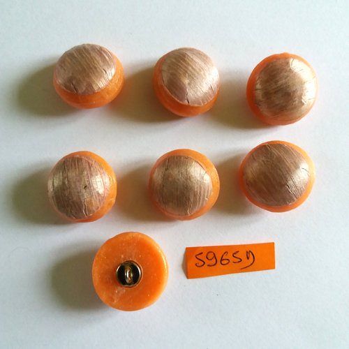 7 boutons en celluloid orange - vintage - 23mm - 5965d
