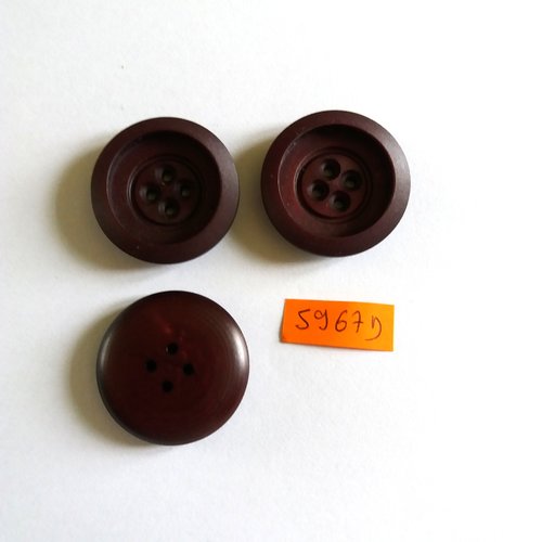 3 boutons en résine violet - vintage - 34mm - 5967d