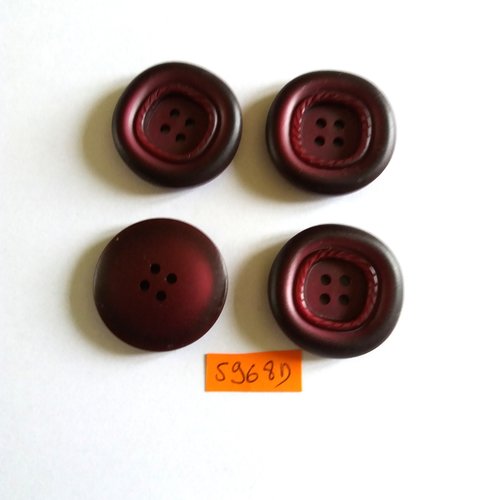 4 boutons en résine violet - vintage - 31mm - 5968d