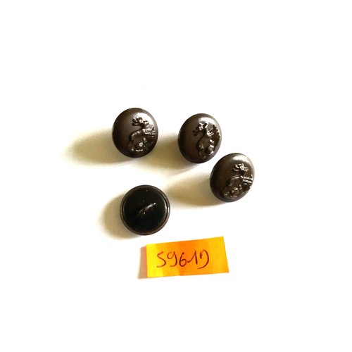 4 boutons en métal bronze/marron (un cerf) - vintage - 15mm - 5961d