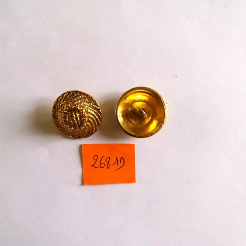 2 boutons en métal doré - vintage - 24mm - 2681d