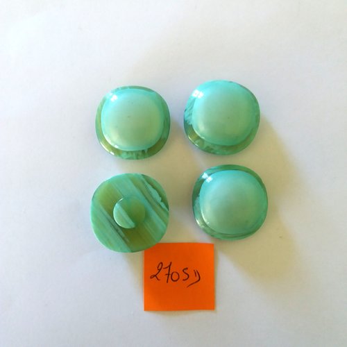 4 boutons en résine vert - vintage - 25mm - 2705d