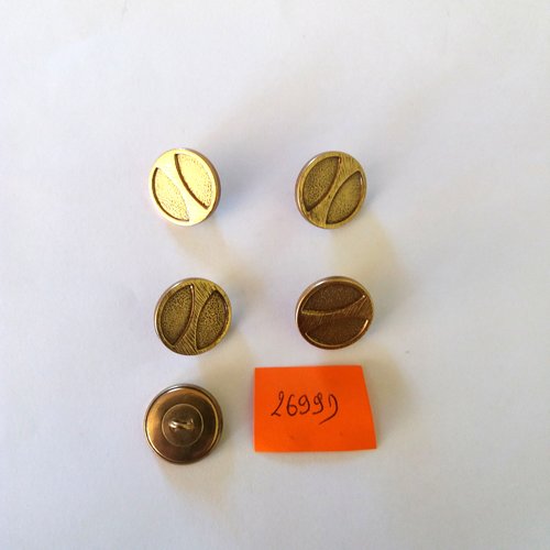 6 boutons en métal doré - vintage - 19mm - 2699d