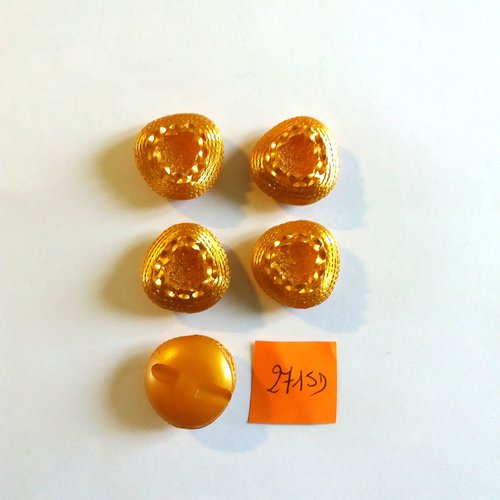 5 boutons en résine orange - vintage - 22mm - 2715d