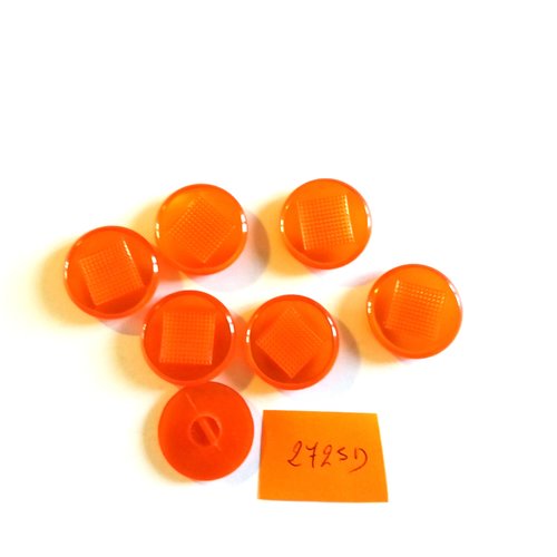 7 boutons en résine orange - vintage - 22mm - 2725d