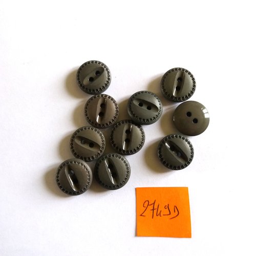 10 boutons en résine vert - vintage - 15mm - 2749d