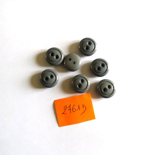 7 boutons en résine gris/bleu - vintage - 15mm - 2761d