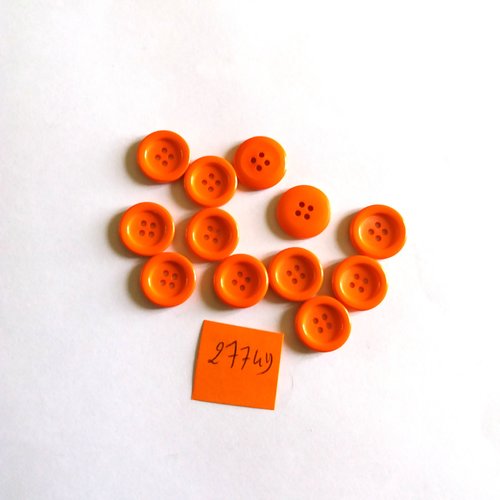 23 boutons en résine orange - 14mm - 2774d