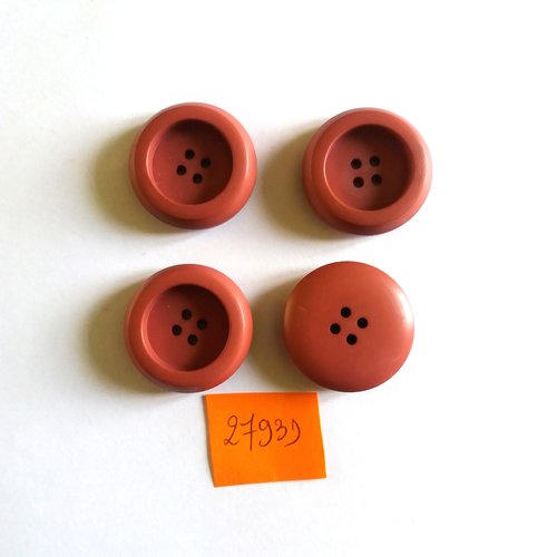4 boutons en résine mauve foncé - vintage - 22mm - 2793d
