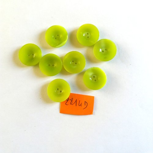 8 boutons en résine vert clair - vintage - 17mm - 2814d