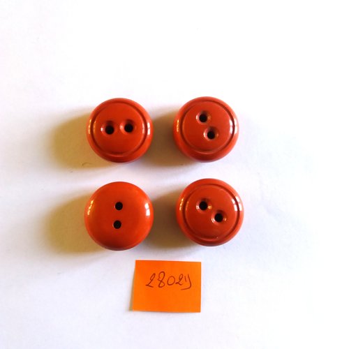 4 boutons en résine rouge - vintage - 22mm - 2802d