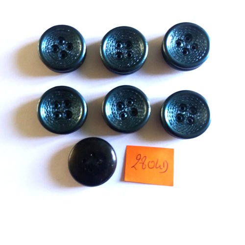 7 boutons en résine bleu/vert - vintage - 22mm - 2804d