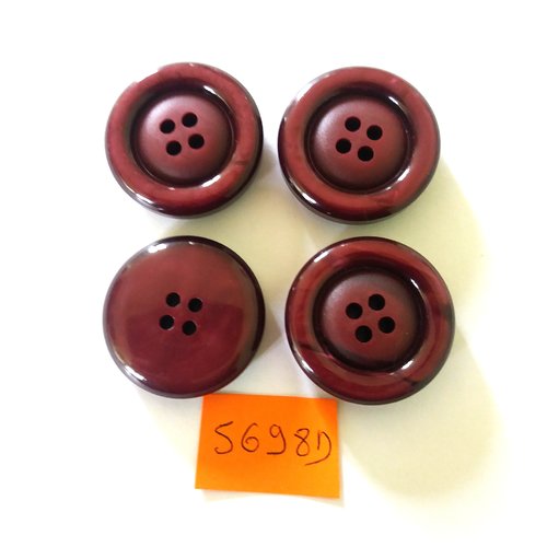4 boutons en résine violet - vintage - 30m - 5698d