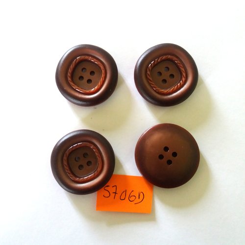 4 boutons en résine marron - vintage - 30mm - 5706d