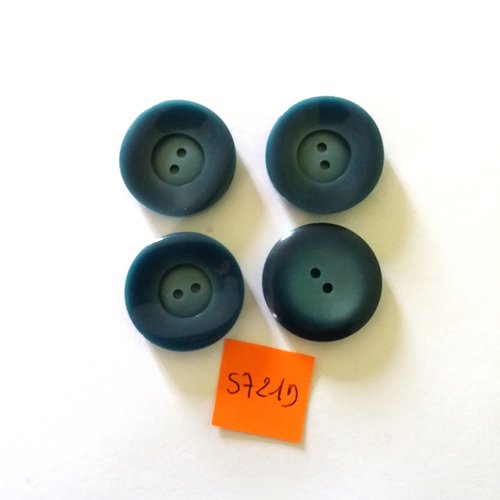 4 boutons en résine bleu - vintage - 26mm - 5721d