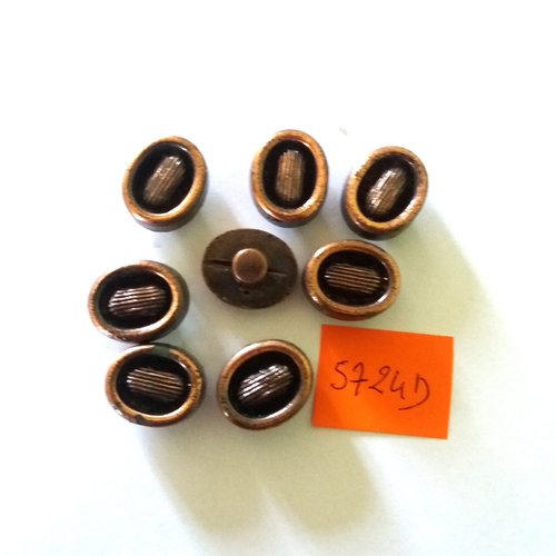 8 boutons en résine cuivre - vintage - 15x18mm - 5724d