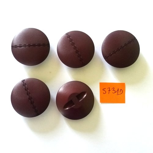 5 boutons en résine violet - vintage - 33mm - 5731d