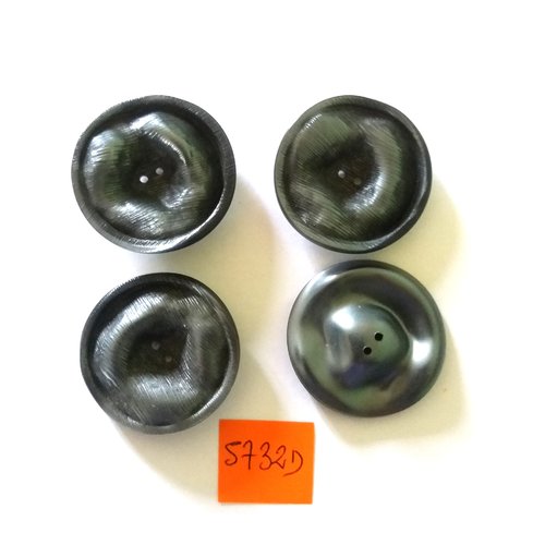 4 boutons en résine gris foncé - vintage - 35mm - 5732d