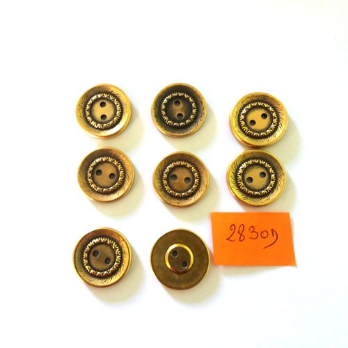 8 boutons en métal doré - vintage - 18mm - 2830d