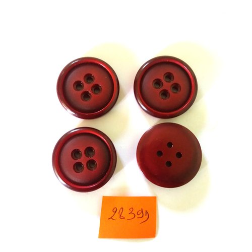 4 boutons en résine bordeaux - vintage - 27mm - 2839d