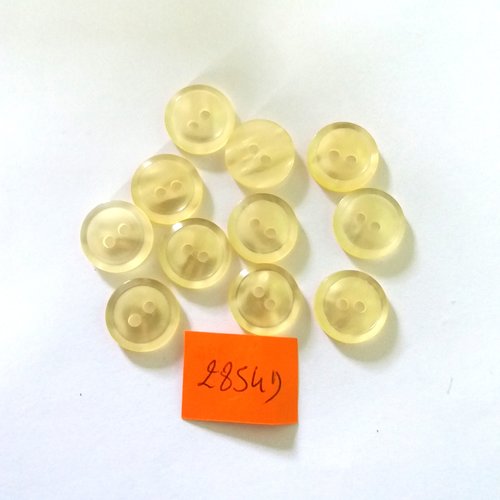 14 boutons en résine jaune - vintage - 16mm - 2854d
