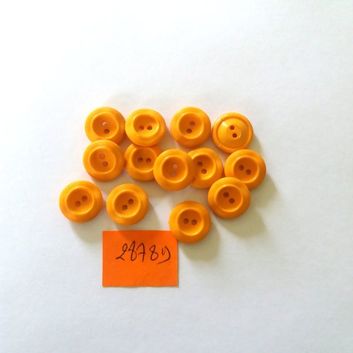 13 boutons en résine orange - vintage - 13mm - 2878d