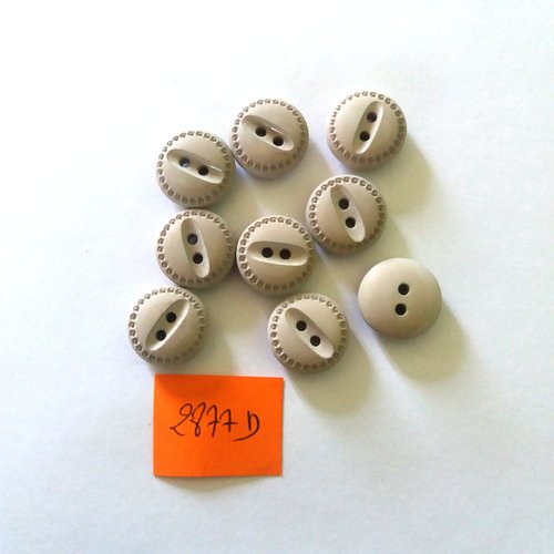 9 boutons en résine gris - vintage - 15mm - 2877d